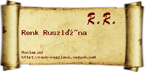 Renk Ruszlána névjegykártya